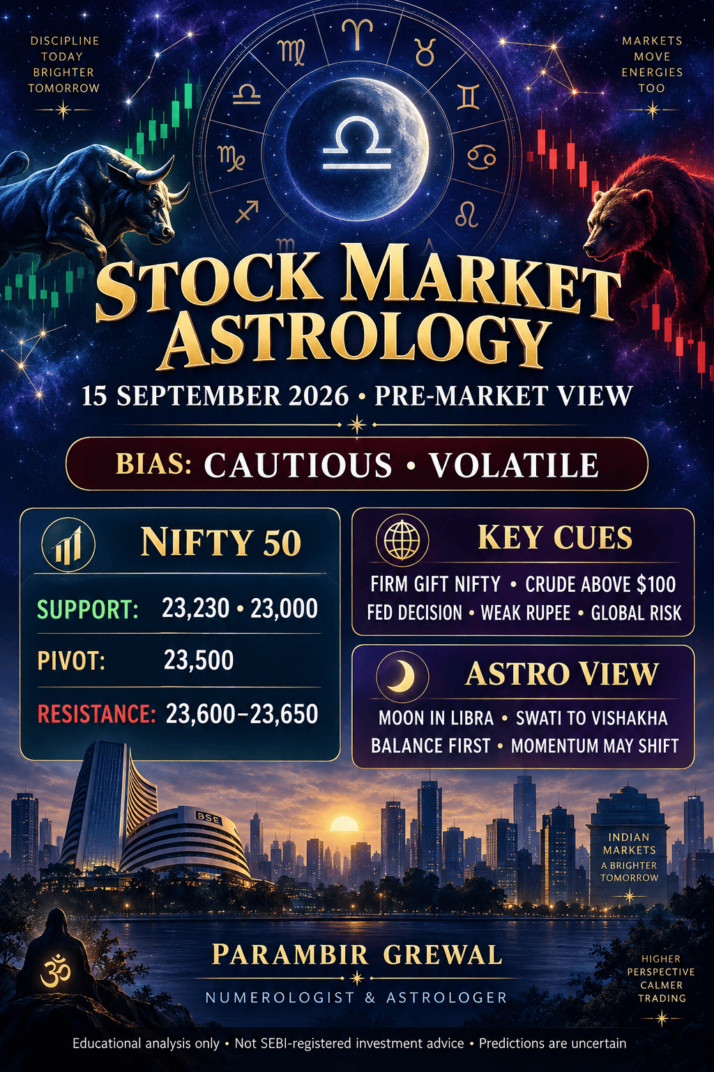 Stock Market Astrology pre-market forecast for 15 September 2026 by Parambir Grewal