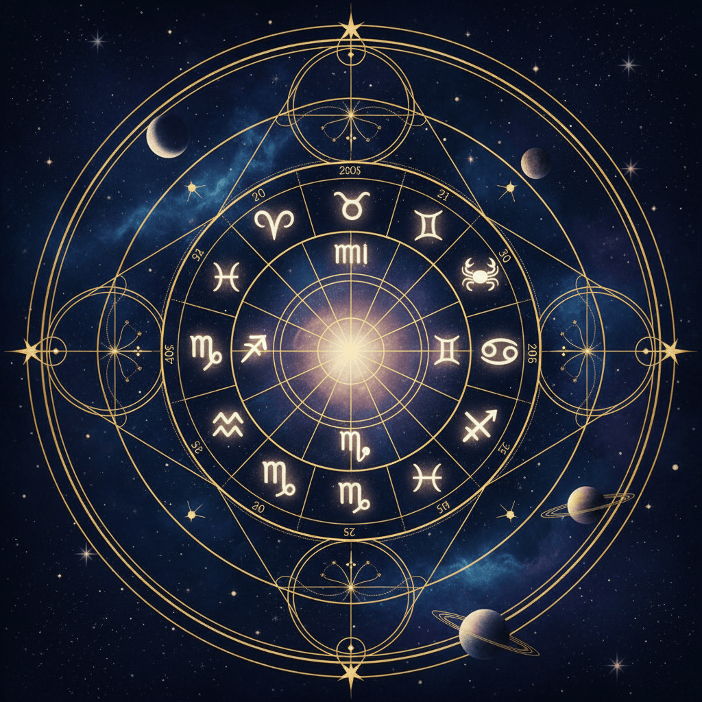 Cosmic zodiac wheel representing daily predictions for all twelve zodiac signs on 7 October 2026.